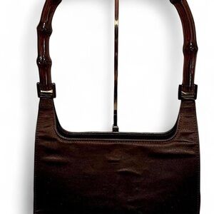 Gucci Dark Brown Bamboo Handle Shoulder Bag | Authentic | Vintage